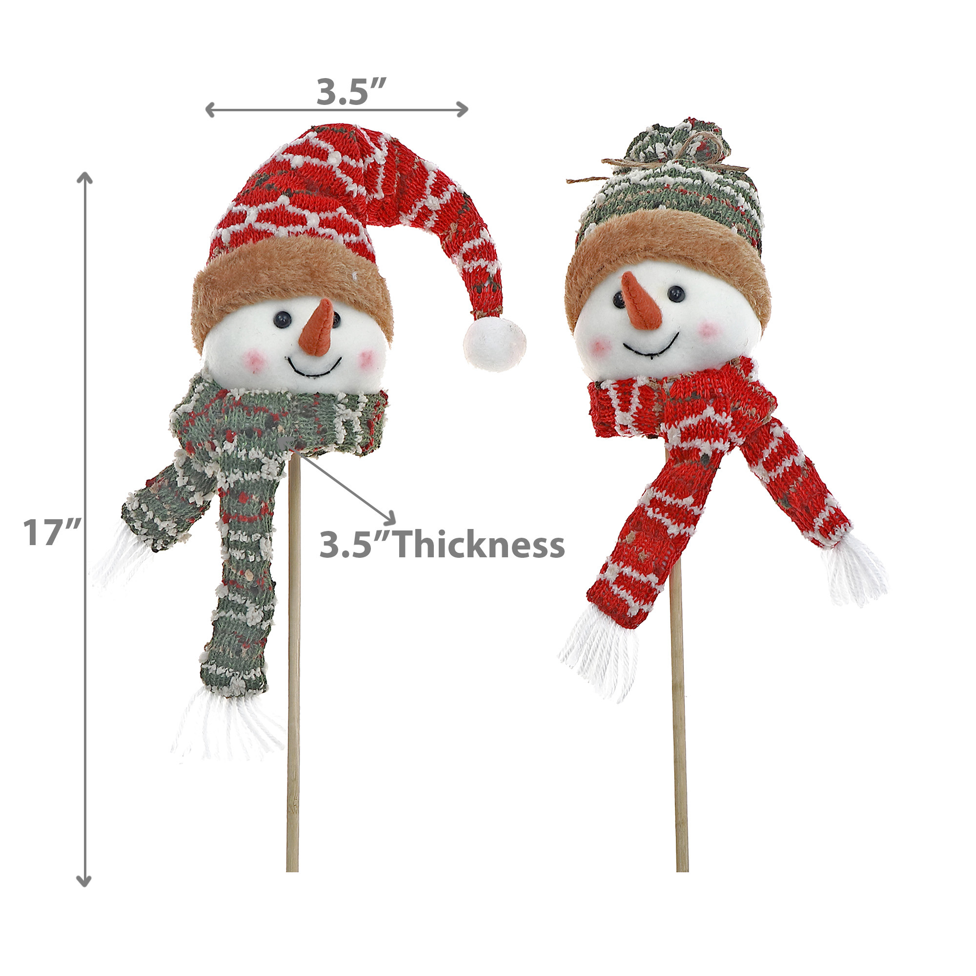 Bonhomme De Neige Avec Bonnet Et Écharpe Tricotés (Assortiment) - Lot De 2