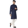 thumbnail image 4 of SKAVIJ Ensemble Pyjama Kurta pour Homme en Coton à Manches Longues Robe de Soirée de Yoga Blue L, 4 of 6