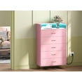 thumbnail image 2 of Commode à 5 Tiroirs avec Lumières DEL RVB et Station de Recharge – Haute Commode en Bois Rose, Armoire de Rangement Moderne à Grande Capacité, Contrôlée par Application, pour Chambre, Salon, Garde-Robe, Couleur : Rose, 2 of 9