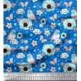 thumbnail image 1 of Soimoi Polyester Crepe Fabric Robin,Butterfly & Anemone Floral Decor Fabric Printed Yard 52 Inch Wide, 1 of 3