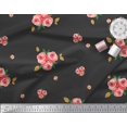 thumbnail image 2 of Soimoi Tissu Popeline de Coton Feuilles & Roses Imprimés de Tissu au Mètre 56 Pouces de Large, 2 of 3