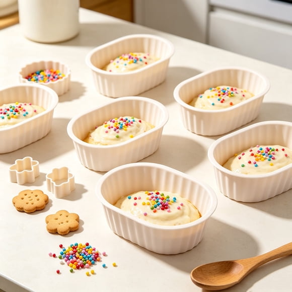 Mini Loaf Baking Cups, Non Stick Reusable Muffin Liners, Air Fryer Molds for Brownies Cakes Puddings and Chicken Dishwasher Safe