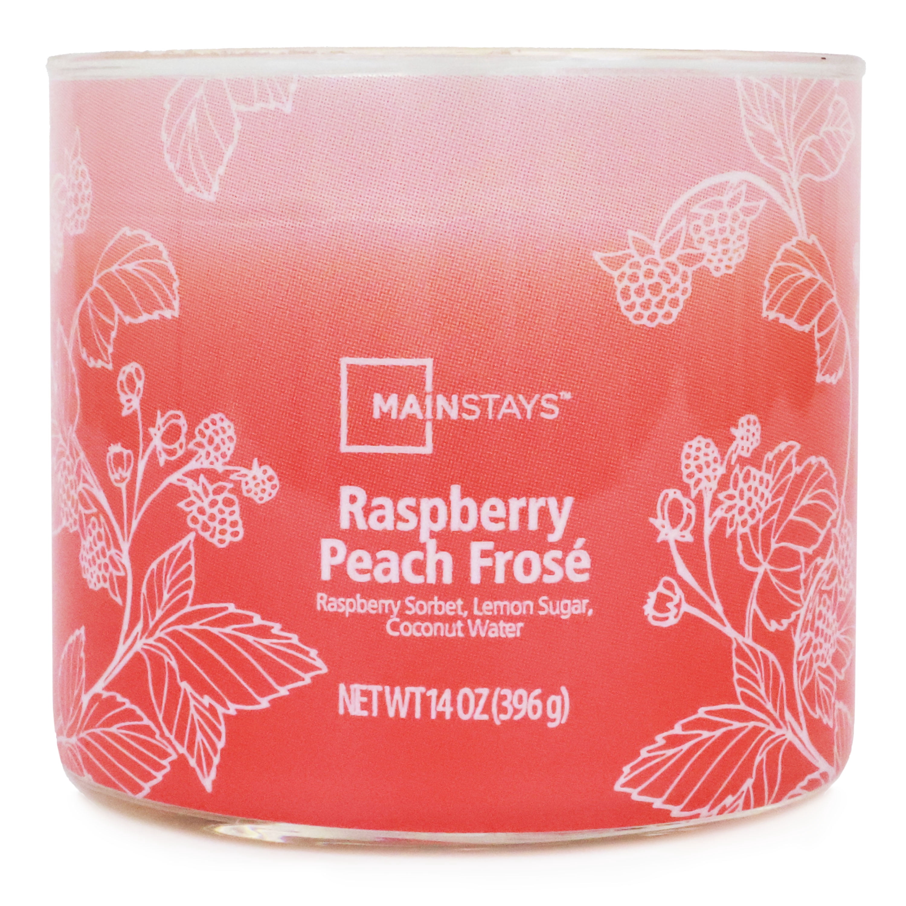Mainstays 3-Wick Textured Wrapped Raspberry Peach Frose Scented Candle, 14 oz