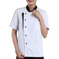thumbnail image 2 of Chef Short Sleeve Breathable Breasted Cooking Clothes Catering Chef Work Uniform Summer Bakery Unisex Workwear Restaurant Kitchen White XL, 2 of 9