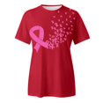 thumbnail image 4 of JIRNDf T-Shirt pour Femmes Hauts d'Été Tendance Rose Imprimé Manches Courtes Col Rond Mignon T-Shirts Graphiques pour Femmes Chemises Rouge TG, 4 of 5