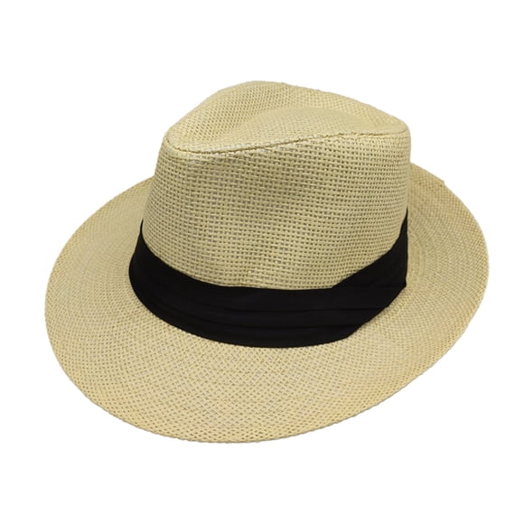 NAZISHW Breathable Straw Fedora Hat Men Women Panama Wide Brim Straw Hats Fedora Hats Jazz Straw Hat Unisex Top Hat Sun Hat Panama Caps (Yellow,One Size)