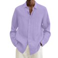thumbnail image 1 of MesaSe Chemise à Manches Longues en Coton et Lin pour Hommes, Col Rabattu Ample, 1 of 6