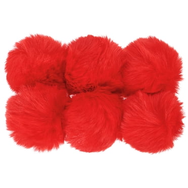 Uxcell Pompons en Fausse Fourrure pour Chapeaux, Pompons en Fourrure Duveteux et Doux, Rouges, Lot de 6
