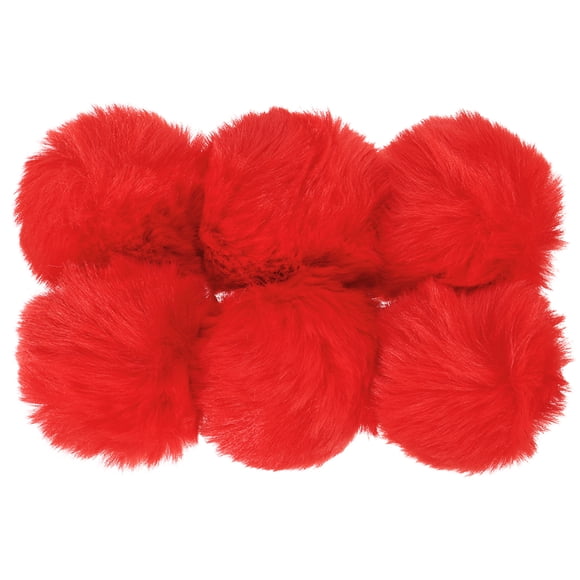 Uxcell Pompons en Fausse Fourrure pour Chapeaux, Pompons en Fourrure Duveteux et Doux, Rouges, Lot de 6