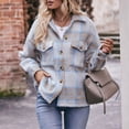 thumbnail image 4 of Penkiiy Veste Sans Capuche Ample à Carreaux Imprimée pour Femme TG Gris, 4 of 8