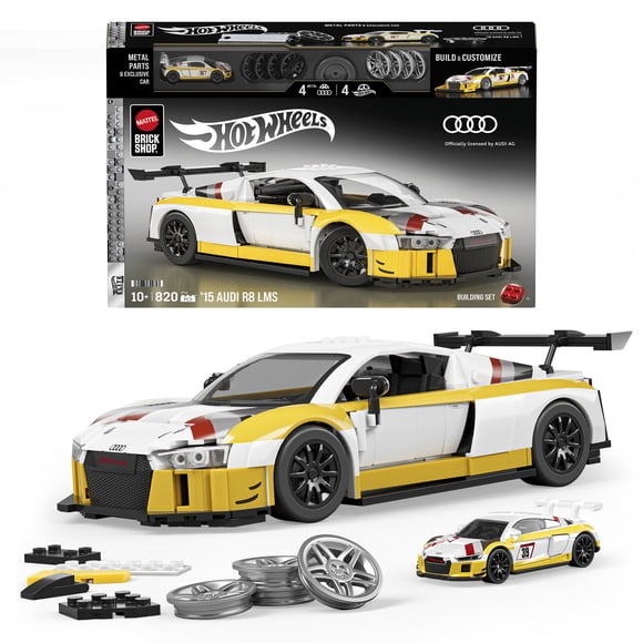 Coffret de construction Mattel Brick Shop Hot Wheels – Audi R8 LMS 2015 (820 pièces), pour collectionneurs