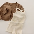 thumbnail image 4 of WEIYLL Pajama Set For Girls Childrens Ribbed Suspender Baby Home Female Baby Beige Outfit Suit Size 100, 4 of 9