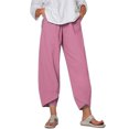 thumbnail image 1 of Innerwin Palazzo Pant High Waist Ladies Harem Pants Beach Solid Color Boho Trousers Pink L, 1 of 3