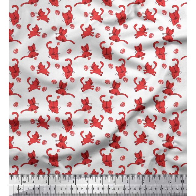 Soimoi Velvet Fabric Wool & Cat Animal Decor Fabric Printed Yard 58 Inch Wide
