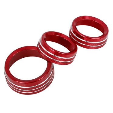 Unique Bargains 3pcs Red Aluminum Alloy AC Climate Control Ring Knob Trim Cover for Dodge Durango Challenger Charger