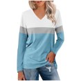 thumbnail image 1 of Pisexur Sweats à Capuche Femme Mode Color Block Patchwork V Col Sweat-Shirts Décontractés à Manches Longues pour Femmes Sweat-Shirt Oversize Léger et Fluide pour Femmes Tops Pull, 1 of 3