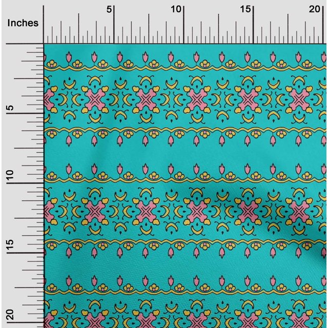 oneOone Polyester Lycra Fabric Floral Block Print Fabric BTY 56 Inch Wide