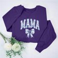 thumbnail image 2 of Culottes pour Femmes Manches Longues Mama Chandails en Molleton Col Rond Chandail Ample Léger Blouse Tops TP Violet, 2 of 7