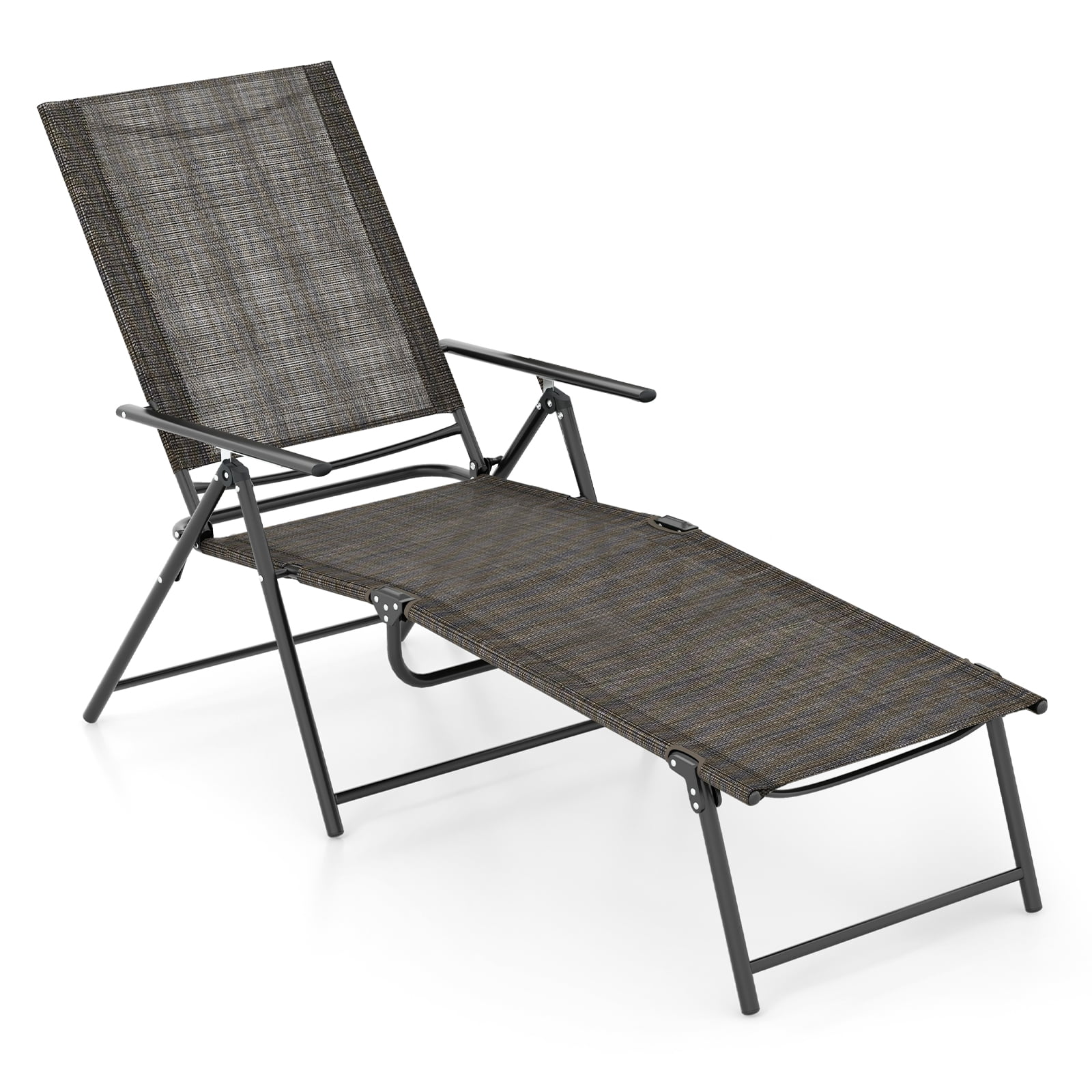 Costway Chaise Longue Pliante de Patio avec Dossier Inclinable à 6 Niveaux