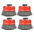 thumbnail image 2 of AainA 4 Pack Wire cup Brush for grinders, 3 Inch crimped Wire Wheel Brush with 58-Inch-11 Threaded Arbor,Max RPM 12,500, Light-Duty conditioning for Metal, Rust Removal, Abrasives, 2 of 4