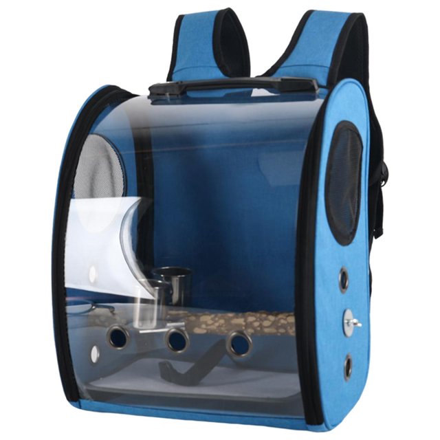 lionlar Bird Backpack Pet Backpack Non-Slip Floor Cushion Travel Parrot Cage Light Clear Blue