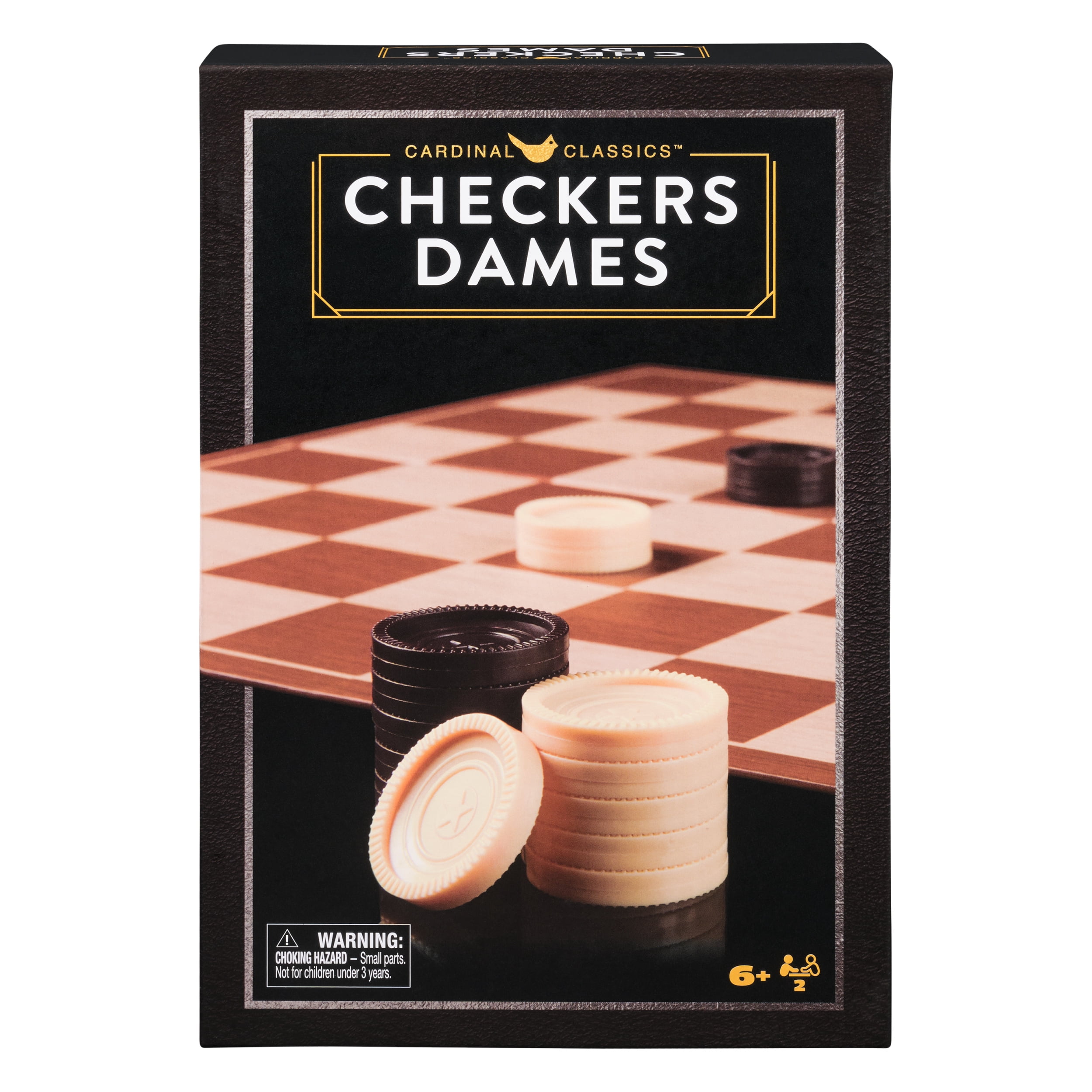 Spin Master Games, Cardinal Classics Checkers, Walmart Exclusive, Folding Wooden Board for Play & Modern Décor, Black & Brown Pieces, Classic Game for Family Game Night, 2 Players, for Ages 8 & Up