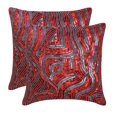 thumbnail image 3 of The HomeCentric Housse de Coussin Décorative, Taies Rouges, Taies d'Oreiller à Paillettes et Perles, Lot de 2, Taie d'Oreiller 24x24 Pouces (60x60 cm), Taies d'Oreiller Carrées en Soie, Taies d'Oreiller, Style Moderne, Abstrait - Amour Rouge, 3 of 4
