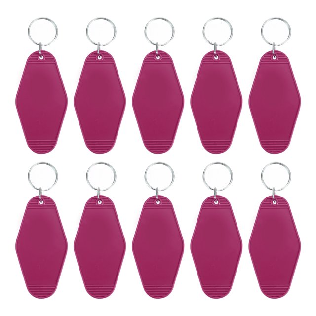 Unique Bargains Vintage Motel Keychain Blank Hotel Keychains Rhombus Retro Key Tag, Dark Red, 10 Pack