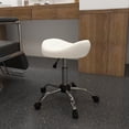 thumbnail image 2 of HOMCOM PU Leather Saddle Stool Height Adjustable Rolling Salon Chair White, 2 of 10