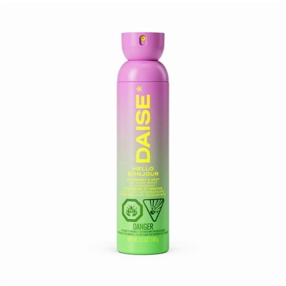 DAISE Hello Daise All Body Spray & Deodorant in Raspberry & Mint for 24h Freshness, 3.5 oz/120 ml, aerosol, perfume, scent