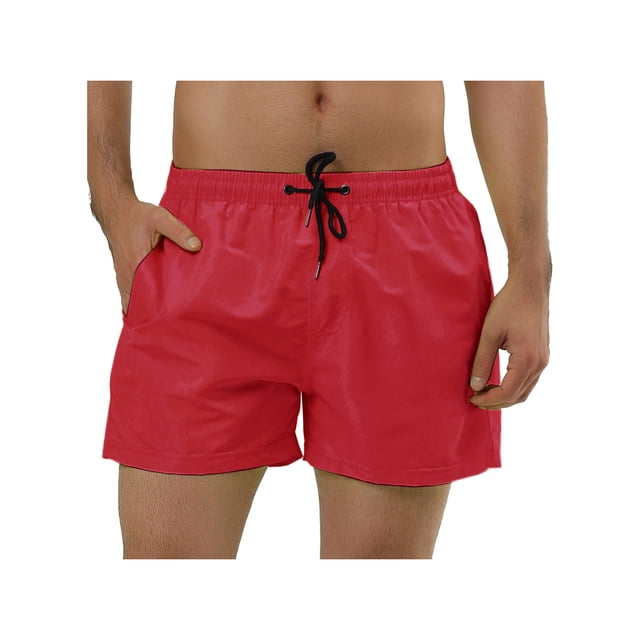 INSPIRE CHIC Men's Shorts Drawstring Waist Mesh Lining Board Beach Swimwear 34 Red