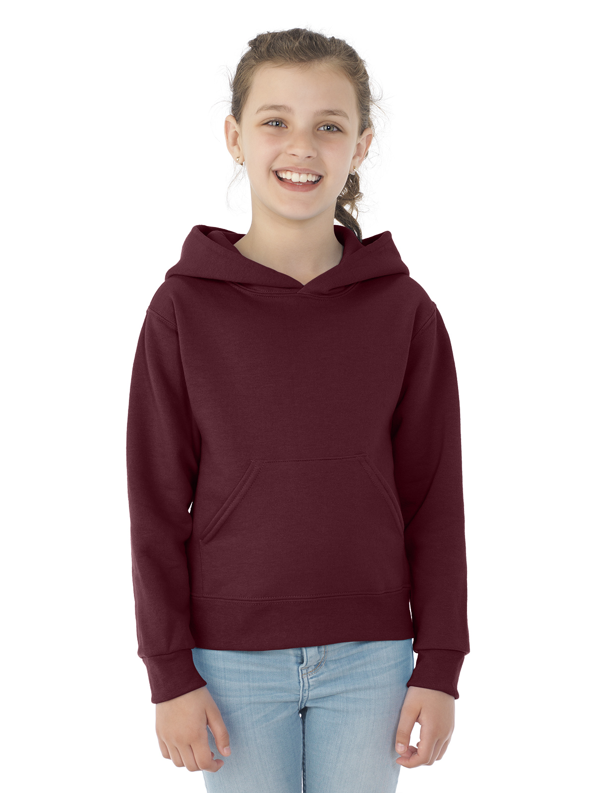 Jerzees Youth NuBlend Pull Over Hooded Sweatshirt, L, Maroon