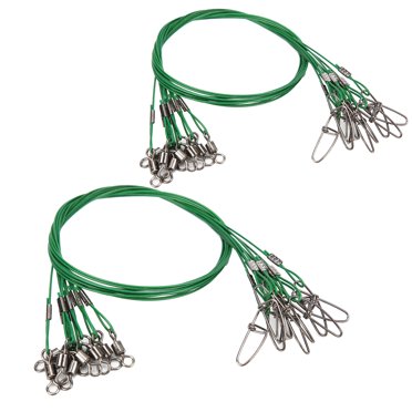 Ligne de Pêche Fil d'Acier Leader avec Pivotant, Ligne de Pêche Fil d'Acier Leader Ligne de Pêche Laisse avec 20 X Ligne de Fil de Pêche Laisse pour la Pêche en Haute Mer Vert, Noir, Rouge