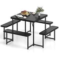 thumbnail image 2 of Costway Picnic Table Bench Set for 4-8 People with Umbrella Hole All-Weather HDPE Tabletop Black, 2 of 10