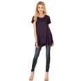 thumbnail image 1 of Womens Short Sleeve Scoop Neck Flowy Tunic Top - Made in USA, Medium, Plum, 1 of 1