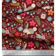 thumbnail image 3 of Soimoi Tissu Voile de Coton Floral, Tissu Imprimé Dessin Animé Rabbit & Porcupine 1 Yard 42 Pouces de Large, 3 of 4
