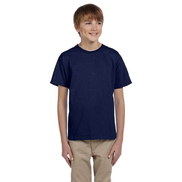 Hanes 5370 T-Shirt à Manches Courtes pour Garçons - Marine - Moyen