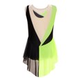 thumbnail image 2 of MSemis Kids Girls Shiny Diamond Color Block Mesh Splice Gymnastics Leotard Skating Jumpsuit Dance Fluorescent Yellow 14, 2 of 7