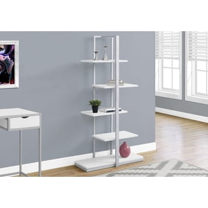 Monarch Specialties Bibliothèque, Bibliothèque, Etagere, 5 Tier, 60"h, Bureau, Chambre, Métal, Stratifié, Blanc, Gris, Contemporain, Moderne
