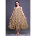 thumbnail image 3 of Bimba Chemises de Nuit en Coton Brun Clair à Imprimé Floral Marguerites et Anémones pour Femmes, Robe Sans Manches, Tenue de Nuit, Robe Maxi, Petit, 3 of 6