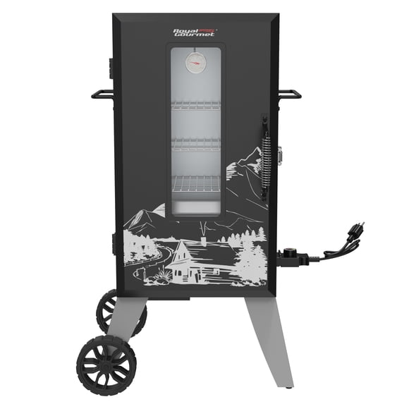 Royal Gourmet SE2806 Fumoir Électrique Analogique de 28 Pouces avec 3 Supports à Fumer Chromés, Contrôle de Température Réglable, Noir