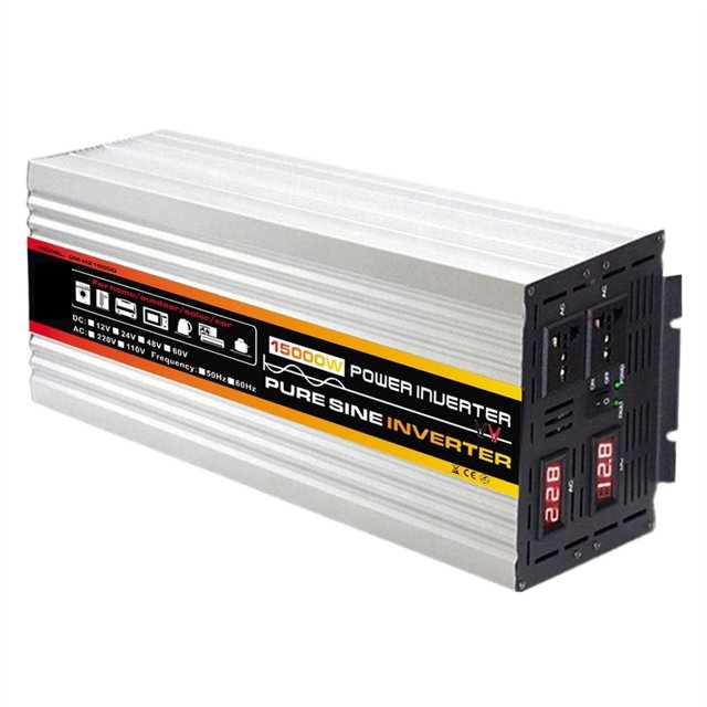 Pure Sine Wave Solar Inverter 10000W-20000W Pure Sine Wave Power Inverter Car Solar Inverter Voltage Transformer DC 12V To AC 220/110 Socket Converter Invertor ,Safety