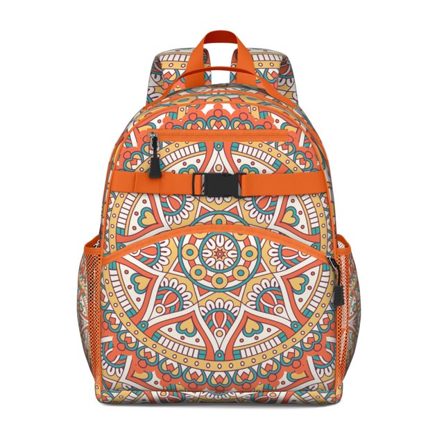 Energy Emotional Mandala Student Backpack Spacious Adjustable Padded Straps Chest Buckle Lightweight Durable School Backpack
