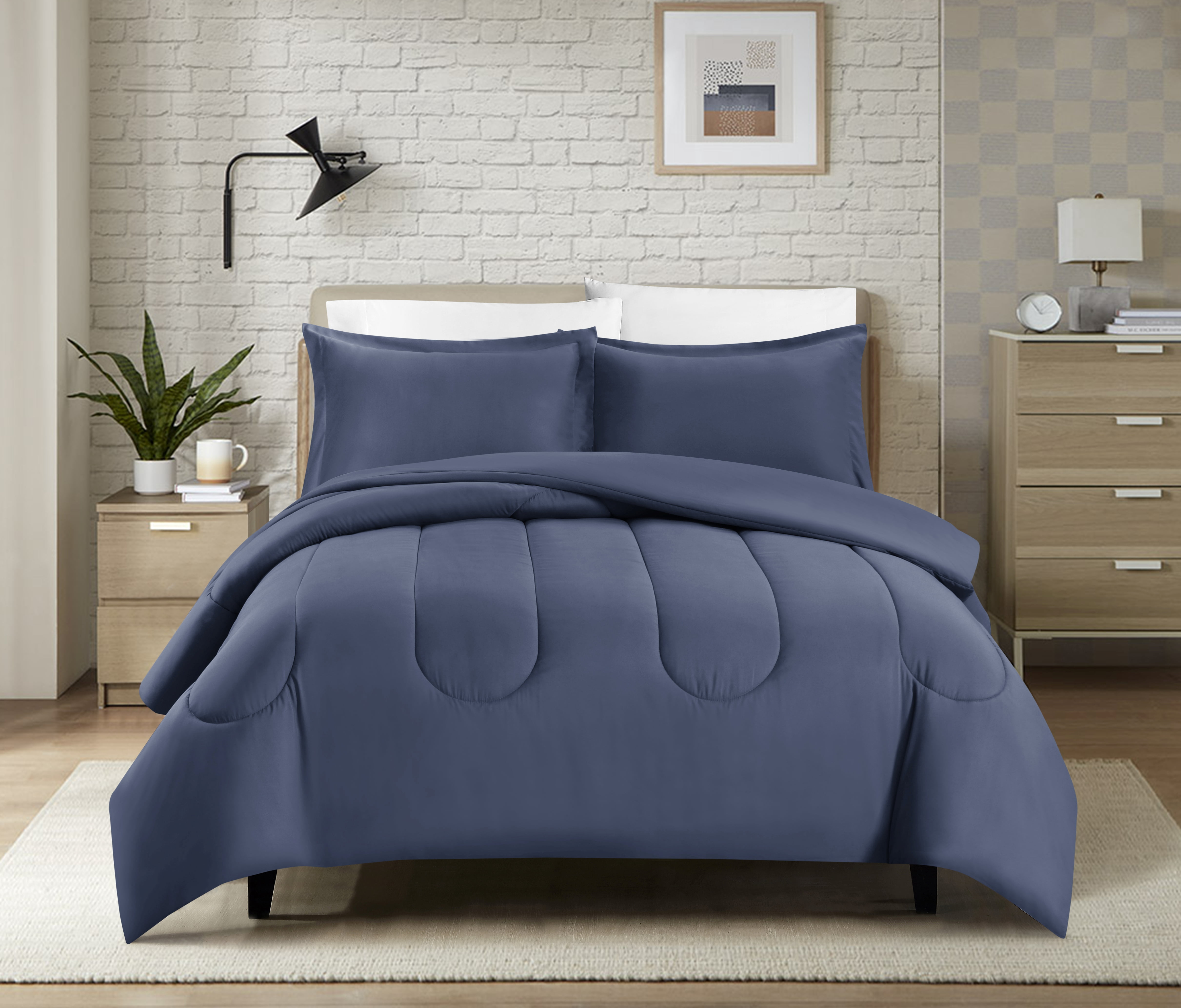 Swift Home Luxury 8 Piece Bed in a Bag, All Season Complete Bedding Set, Full, Indigo