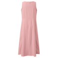 thumbnail image 3 of Kcodviy Robe en Jean pour Femmes, Couleur Unie, Col Rond, Grande Taille, avec Poches, Décontractée, Longue, Robe Grande Taille, Robe Débardeur Quotidienne, 3 of 6