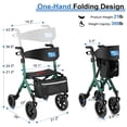 thumbnail image 3 of WalkMate Rollator Walker for Seniors Taller 5.3~7ft with Height-Adjustable Seat, 10 Inch Wheels Wire-Hidden Walkers Compact Folding Design Lightweight Mobility Walking Aid Widen Backrest, Green, 3 of 9