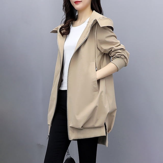 RXIRUCGD Manteau Long Décontracté Mode pour Femmes, Khaki, Taille : L