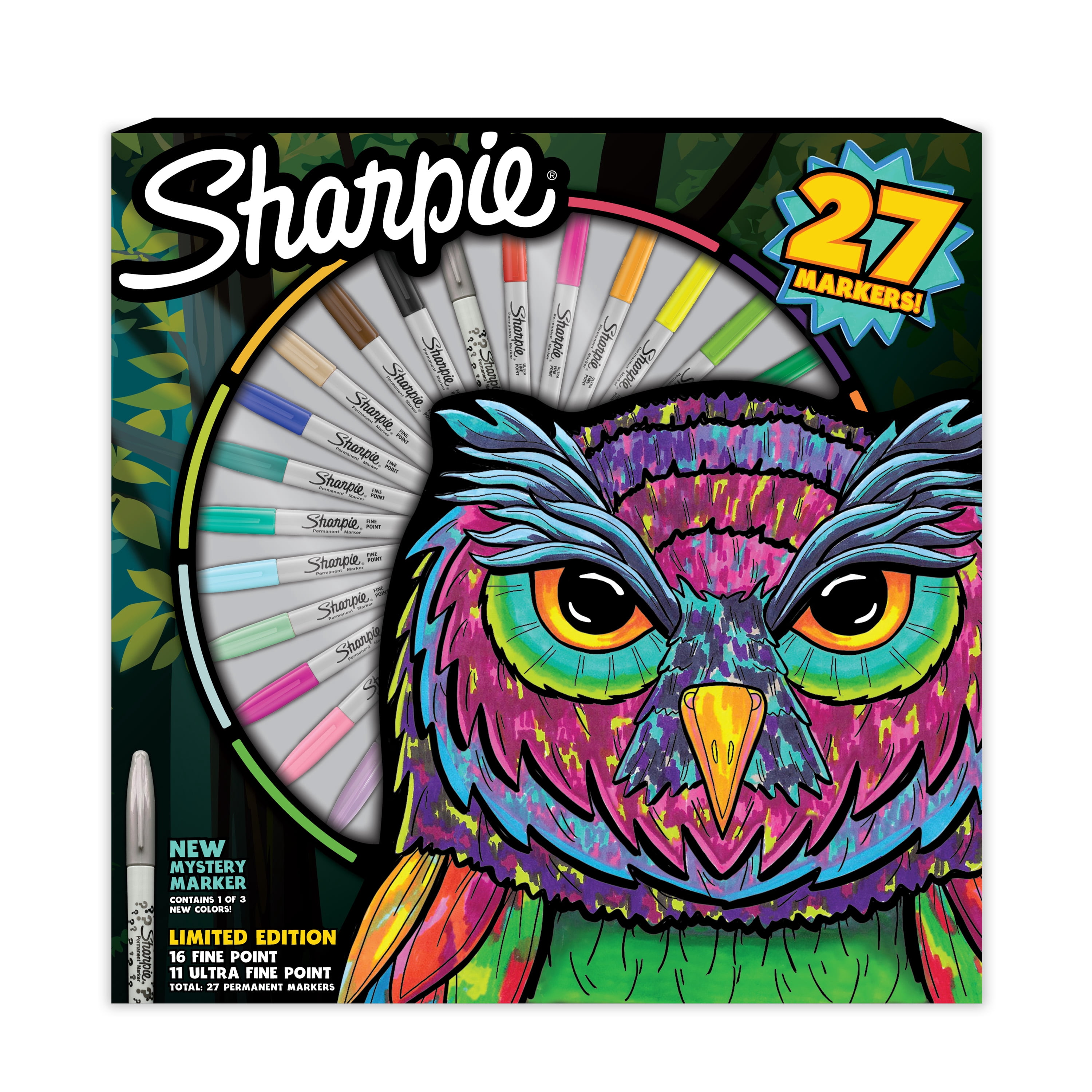 Ensemble de marqueurs permanents Sharpie, marqueurs fins et ultrafins, couleurs assorties plus 1 couleur mystère, édition spéciale, 27 unités