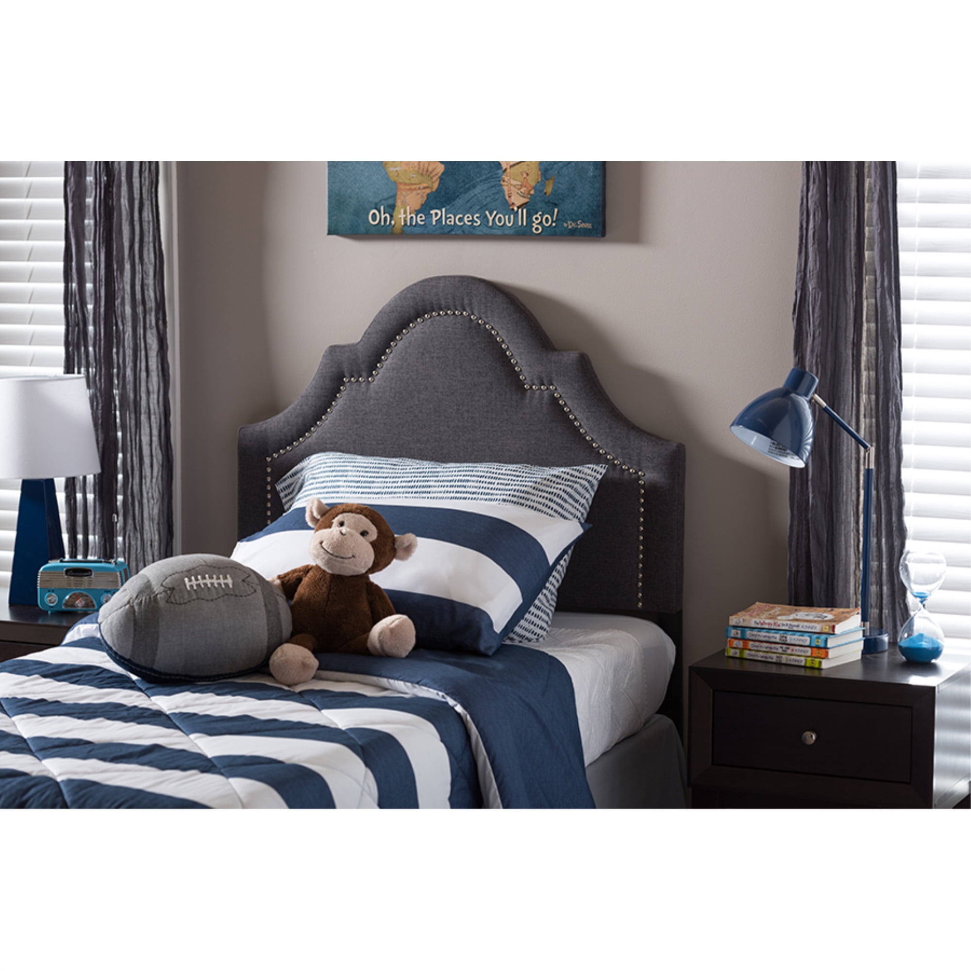Baxton Studio Baxton Studio Rita Modern and Contemporary Dark Grey Fabric Upholstered Twin Size Headboard