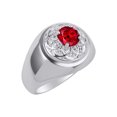 thumbnail image 3 of RYLOS Men's Rings Sterling Silver Designer Gypsy 7MM Round Gemstone & Diamond Ring Ruby July Birthstone Rings Size 8, 3 of 6